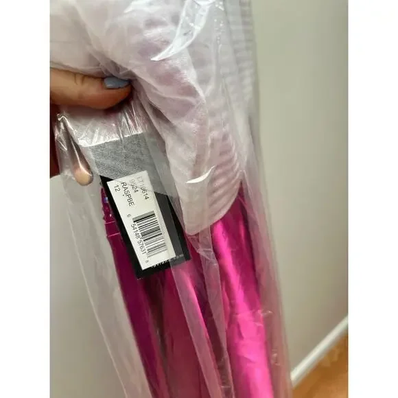 NEW NWT Faviana FA9524 Rasperry Pink Bejeweled Maxi Gown Size 12